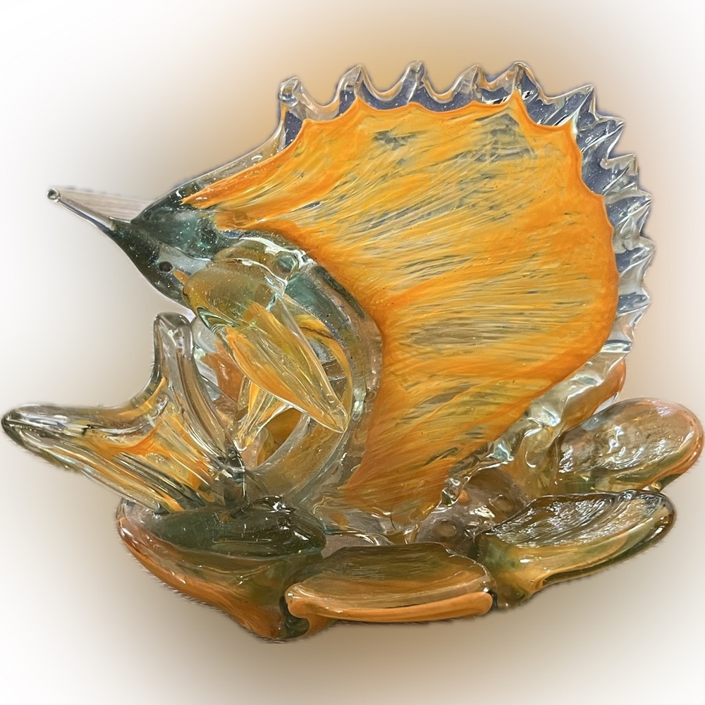 Vtg Murano Handblown Art Glass Sailfish Marlin